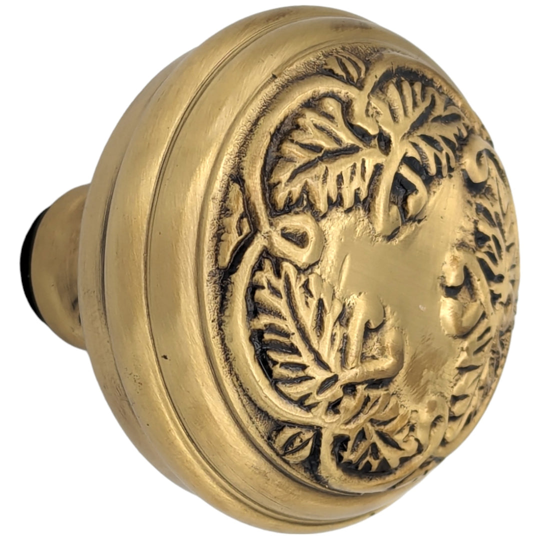 Antique Hardware Floral Leaf Solid Brass Spare Door Knob Set (Several Finishes Available) SPARE DOORKNOBS