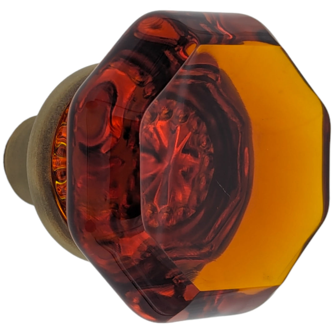 Antique Hardware Amber Octagon Crystal Spare Door Knob Set (Several Finishes Available) SPARE DOORKNOBS
