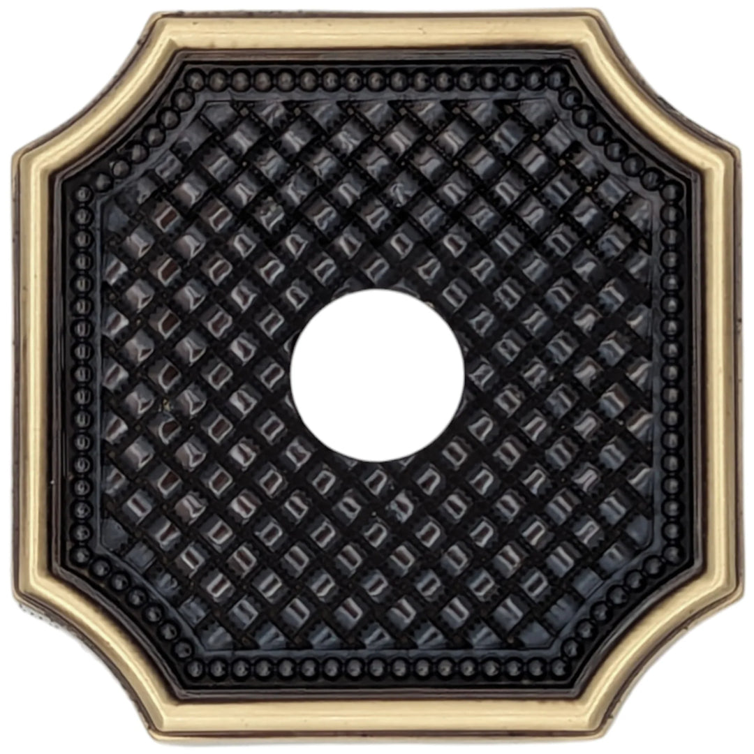 ##Antique Hardware## Basket Weave Rosette Door Set with Octagon Amber Glass Door Knobs (Several Finishes Available)