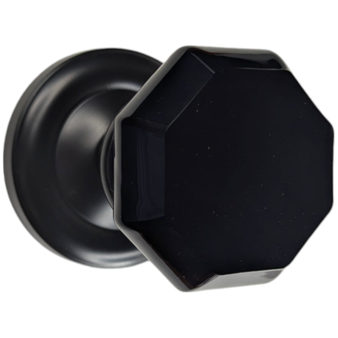 ##Antique Hardware## Magnifique™ Classic Door Set with Black Glass Octagon Knobs (Several Finishes Available)