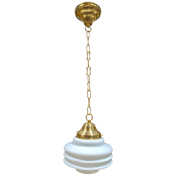##Antique Hardware## Art Deco Milk Glass Fancy Chain Light (Several Finishes Available)