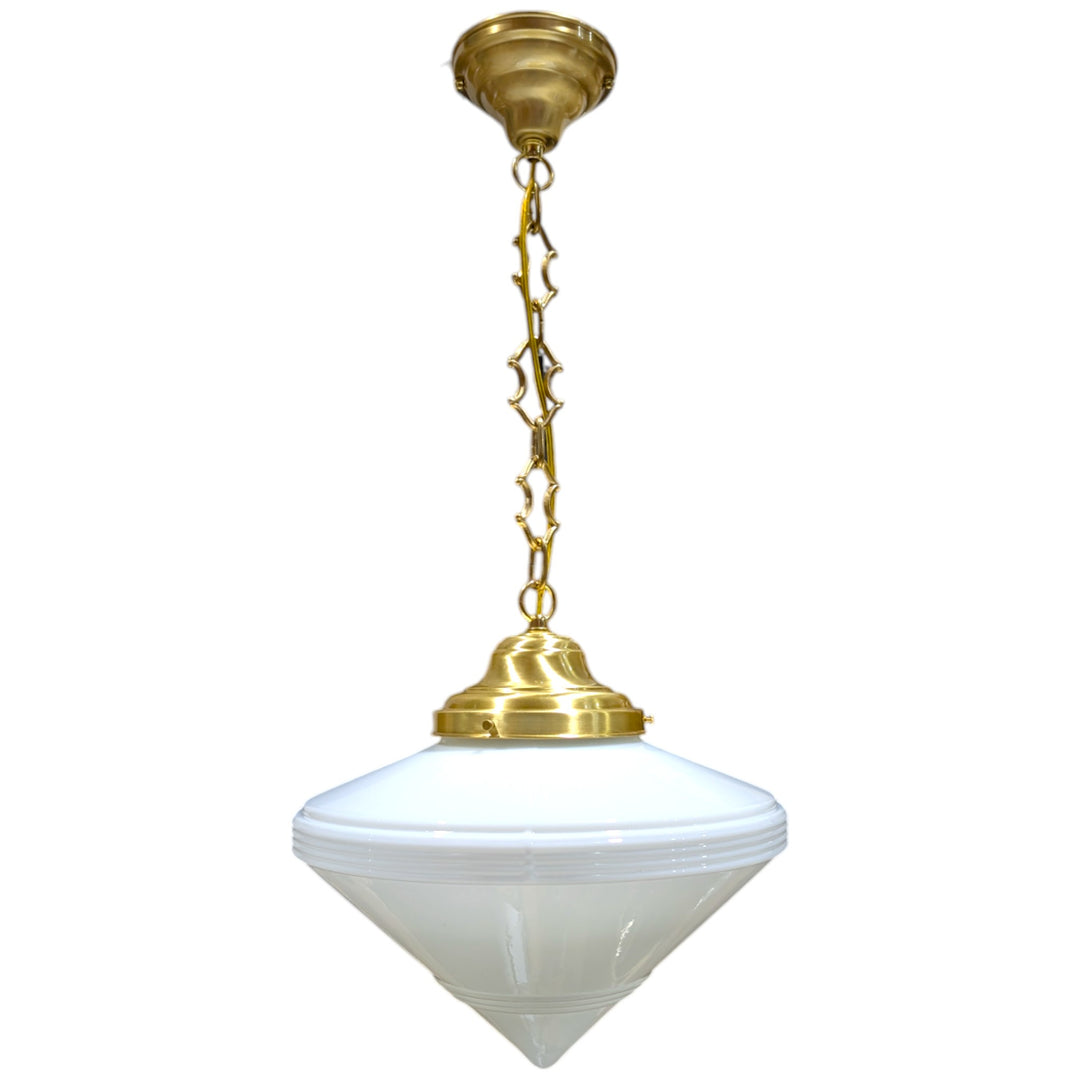 ##Antique Hardware## Large Art Deco Glass Fancy Chain Light (Several Finishes Available)