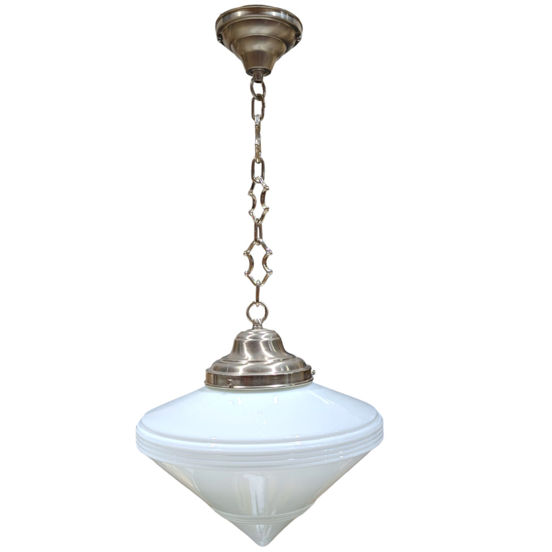 ##Antique Hardware## Large Art Deco Glass Fancy Chain Light (Several Finishes Available)