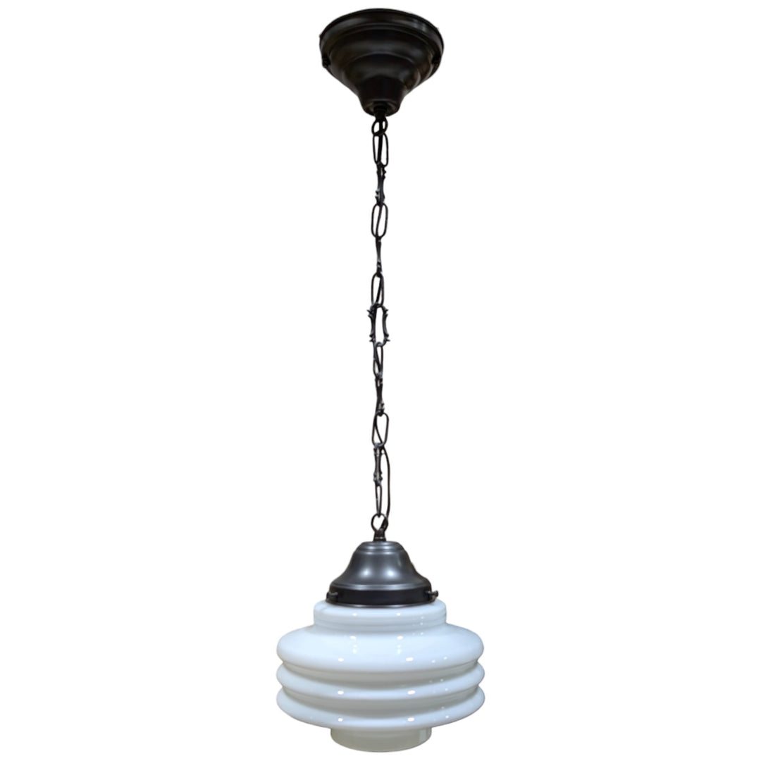 ##Antique Hardware## Art Deco Milk Glass Fancy Chain Light (Several Finishes Available)