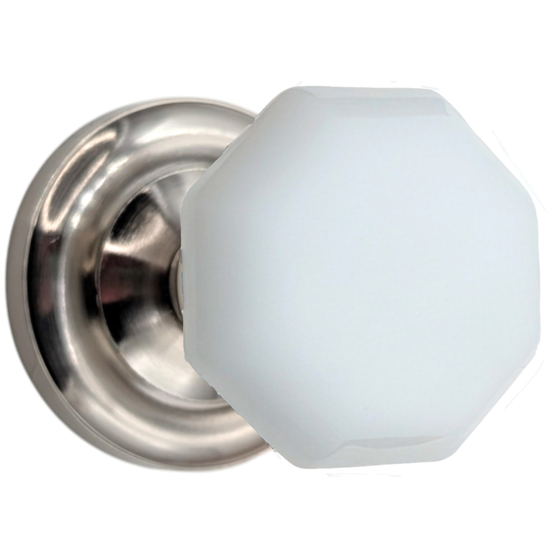 ##Antique Hardware## Magnifique™ Classic Door Set with White Milk Glass Octagon Knobs (Several Finishes Available)