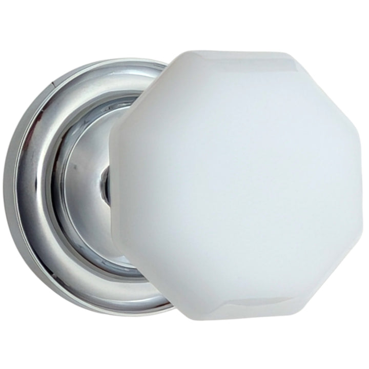 ##Antique Hardware## Magnifique™ Classic Door Set with White Milk Glass Octagon Knobs (Several Finishes Available)