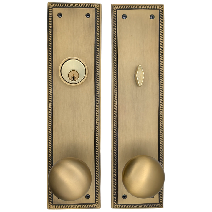 ##Antique Hardware## Georgian Roped Rectangular Style Single Door Entryway Set (Several Knob & Finish Options Available)