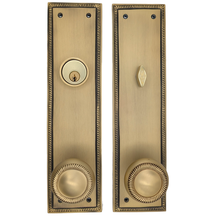 ##Antique Hardware## Georgian Roped Rectangular Style Single Door Entryway Set (Several Knob & Finish Options Available)