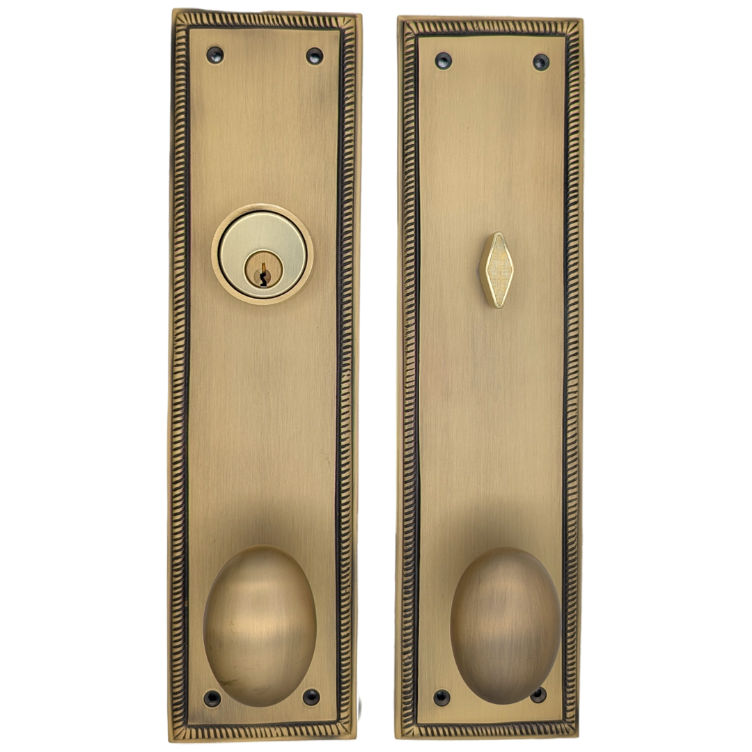 ##Antique Hardware## Georgian Roped Rectangular Style Single Door Entryway Set (Several Knob & Finish Options Available)