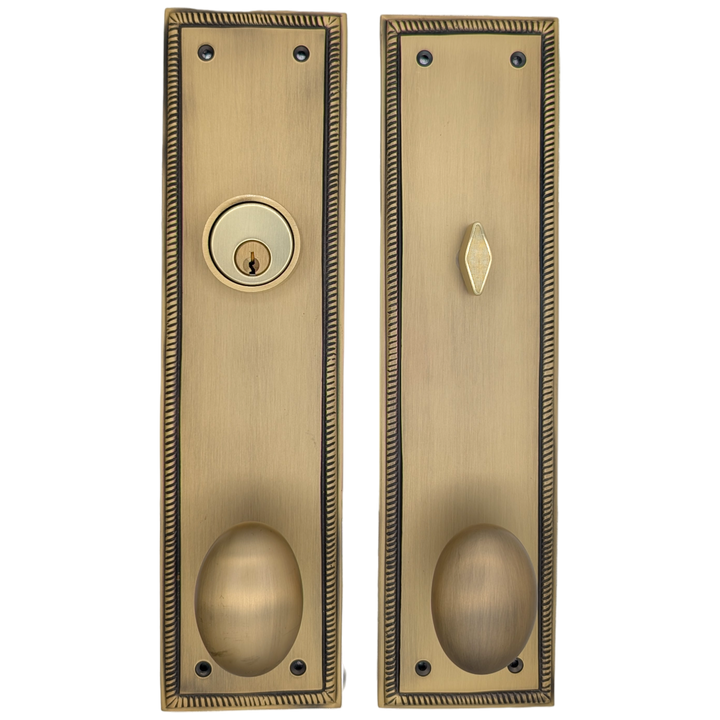 ##Antique Hardware## Georgian Roped Rectangular Style Single Door Entryway Set (Several Knob & Finish Options Available)