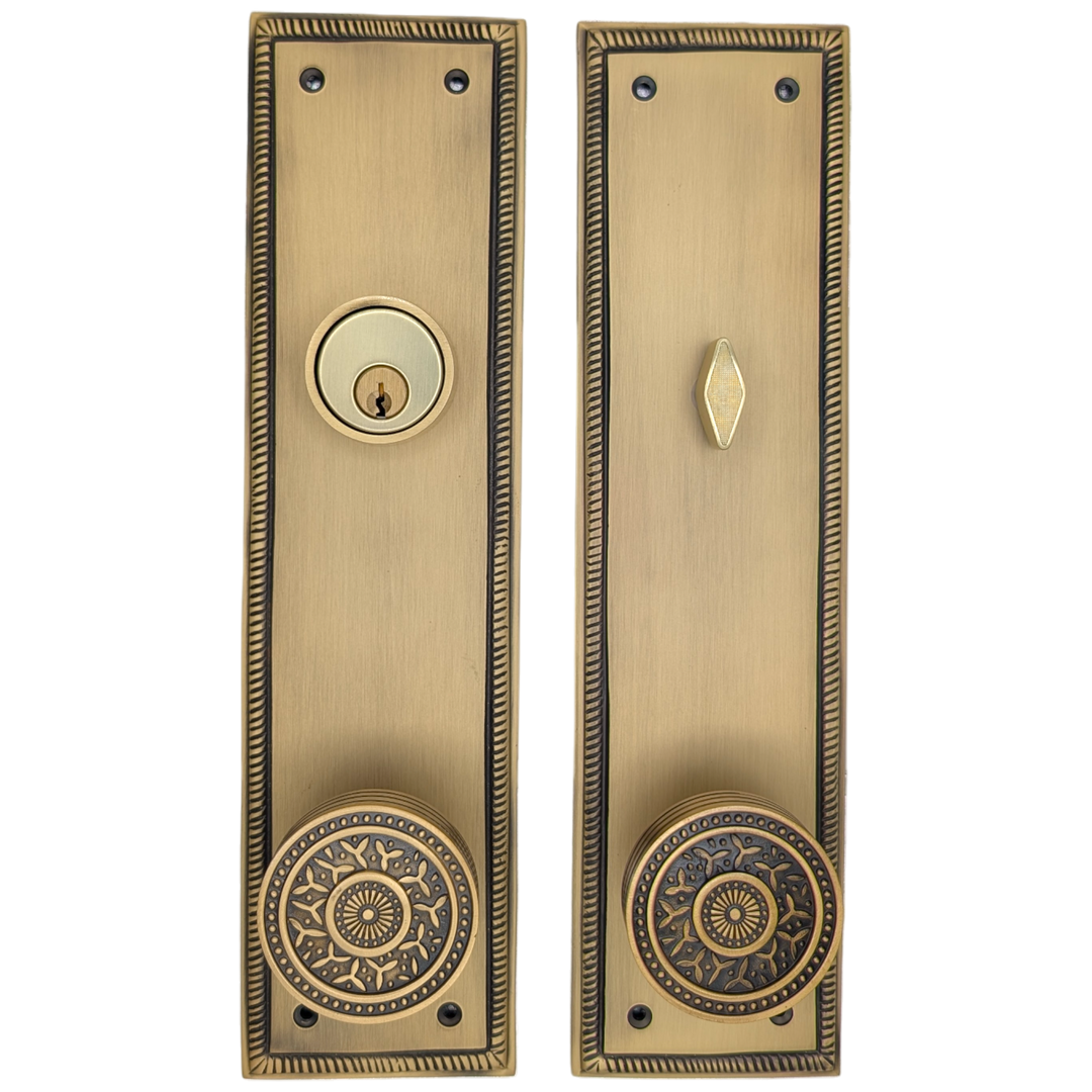 ##Antique Hardware## Georgian Roped Rectangular Style Single Door Entryway Set (Several Knob & Finish Options Available)