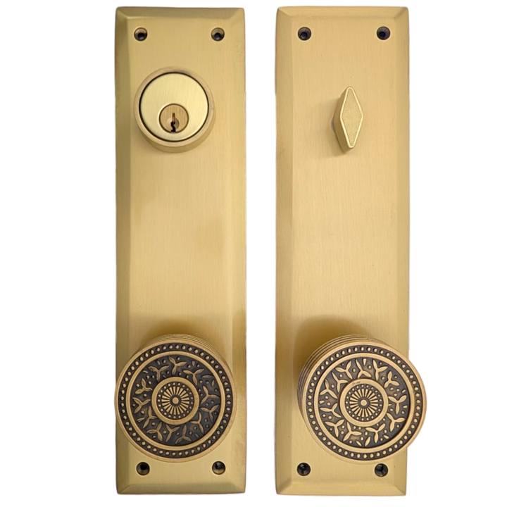 ##Antique Hardware## Quaker Style Single-Door Deadbolt Entryway Set (Several Finish Options)