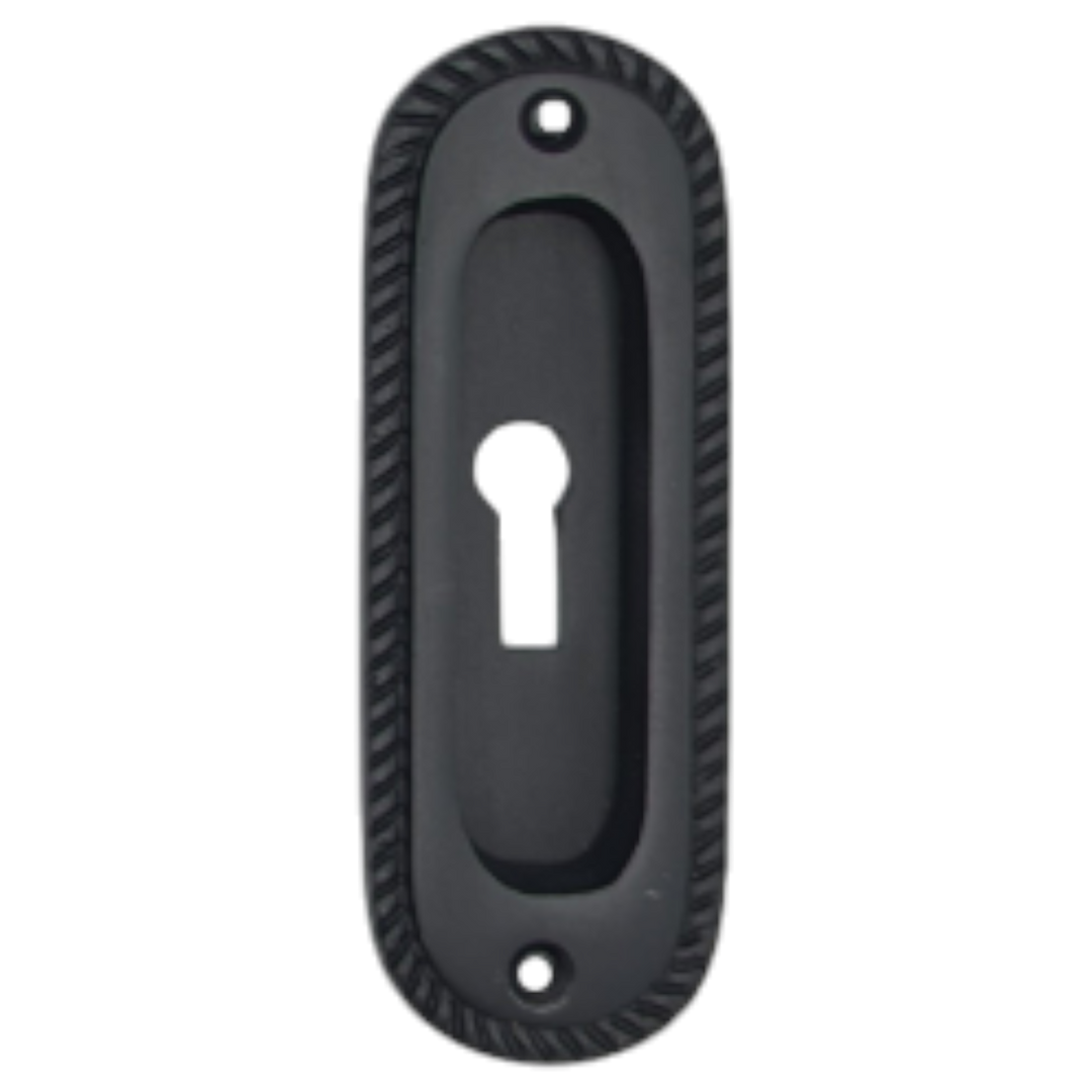 Georgian Rope Oval Privacy Pocket Door Pull with Keyhole (Several Finishes Available)
