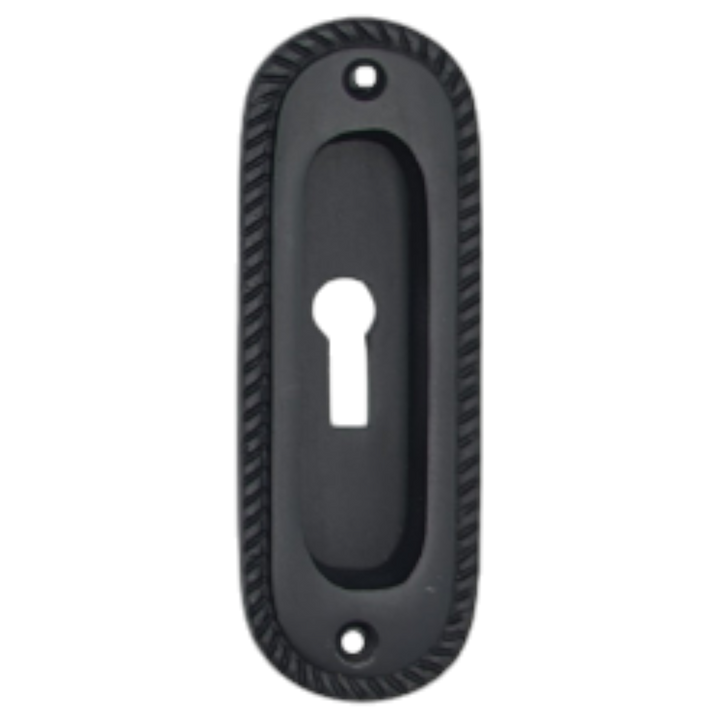Georgian Rope Oval Privacy Pocket Door Pull with Keyhole (Several Finishes Available)