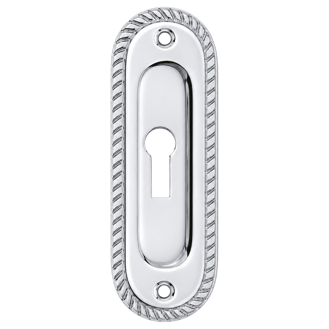 Georgian Rope Oval Privacy Pocket Door Pull with Keyhole (Several Finishes Available)
