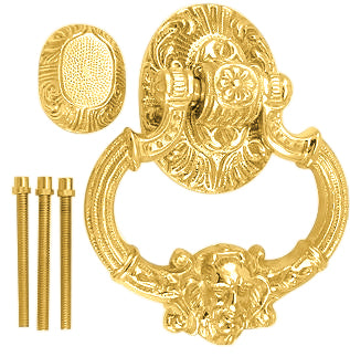 7 Inch (3 3/8 Inch c-c) Neptune Door Knocker in Solid Brass (Several Finishes Available)