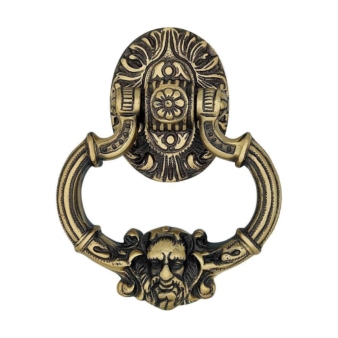 7 Inch (3 3/8 Inch c-c) Neptune Door Knocker in Solid Brass (Several Finishes Available)