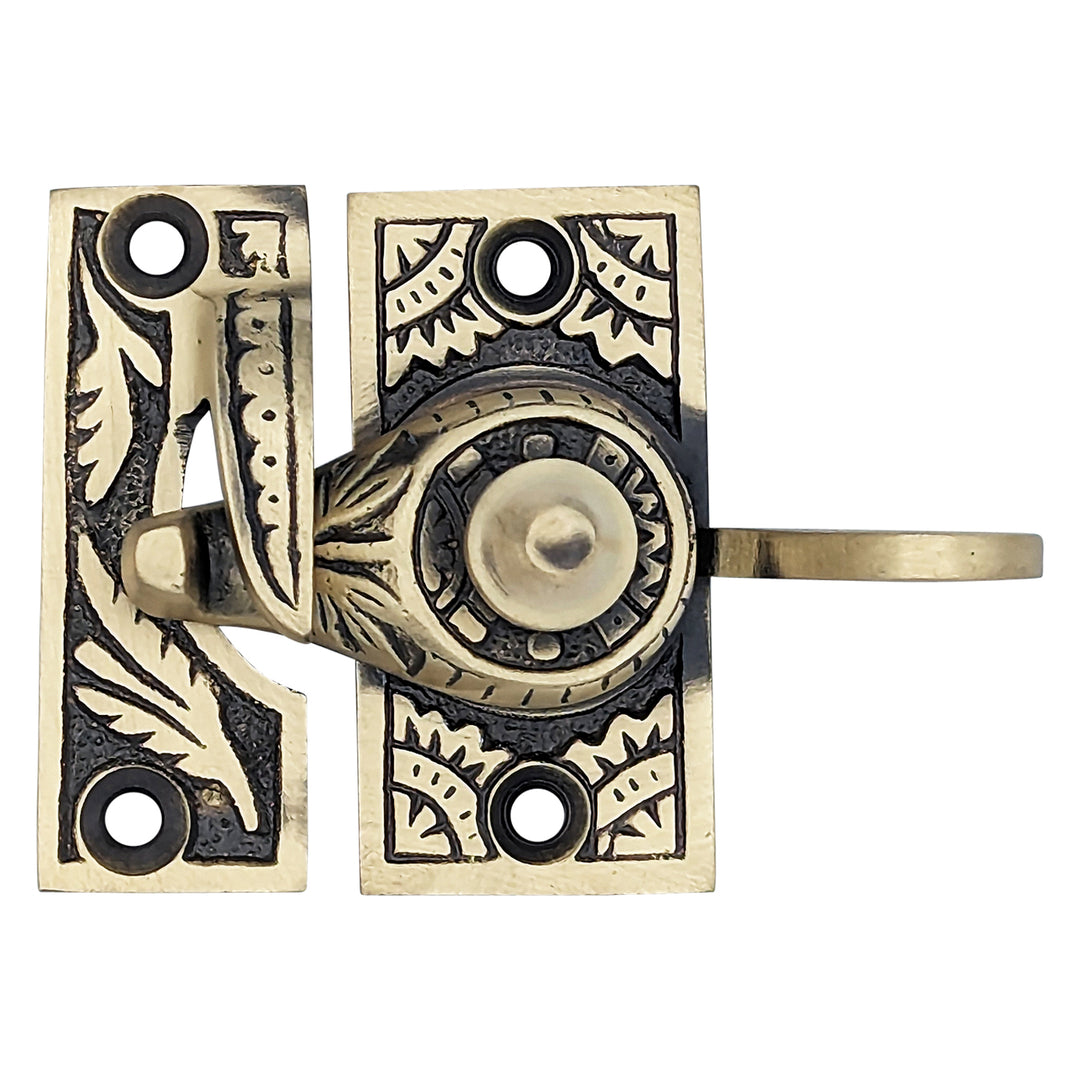 Eastlake Pattern Solid Brass Window Lock