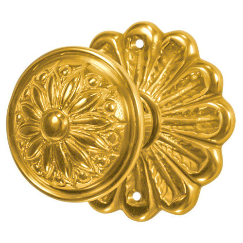 Maltesia Flower Rosette Door Set with Floral Imprint Door Knobs (Several Finishes Available)