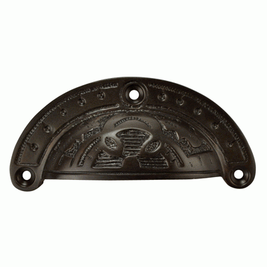 ##Antique Hardware## 4 Inch Overall (3 1/2 Inch c-c) Solid Brass Decorative Cup Pull