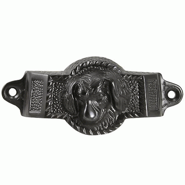 ##Antique Hardware## 4 Inch Overall (3 1/2 Inch c-c) Solid Brass Golden Retriever Rectangular Cup Pull