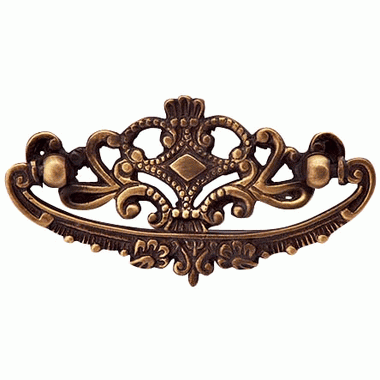 ##Antique Hardware## 4 1/8 Inch Solid Brass Ornate Victorian Pull