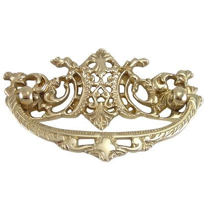 ##Antique Hardware## 4 Inch Solid Brass Ornate Baroque / Rococo Bail Pull