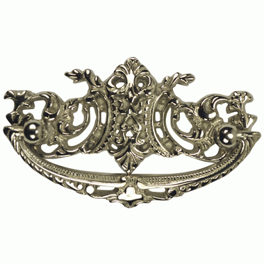 ##Antique Hardware## 4 Inch Solid Brass Ornate Baroque / Rococo Bail Pull