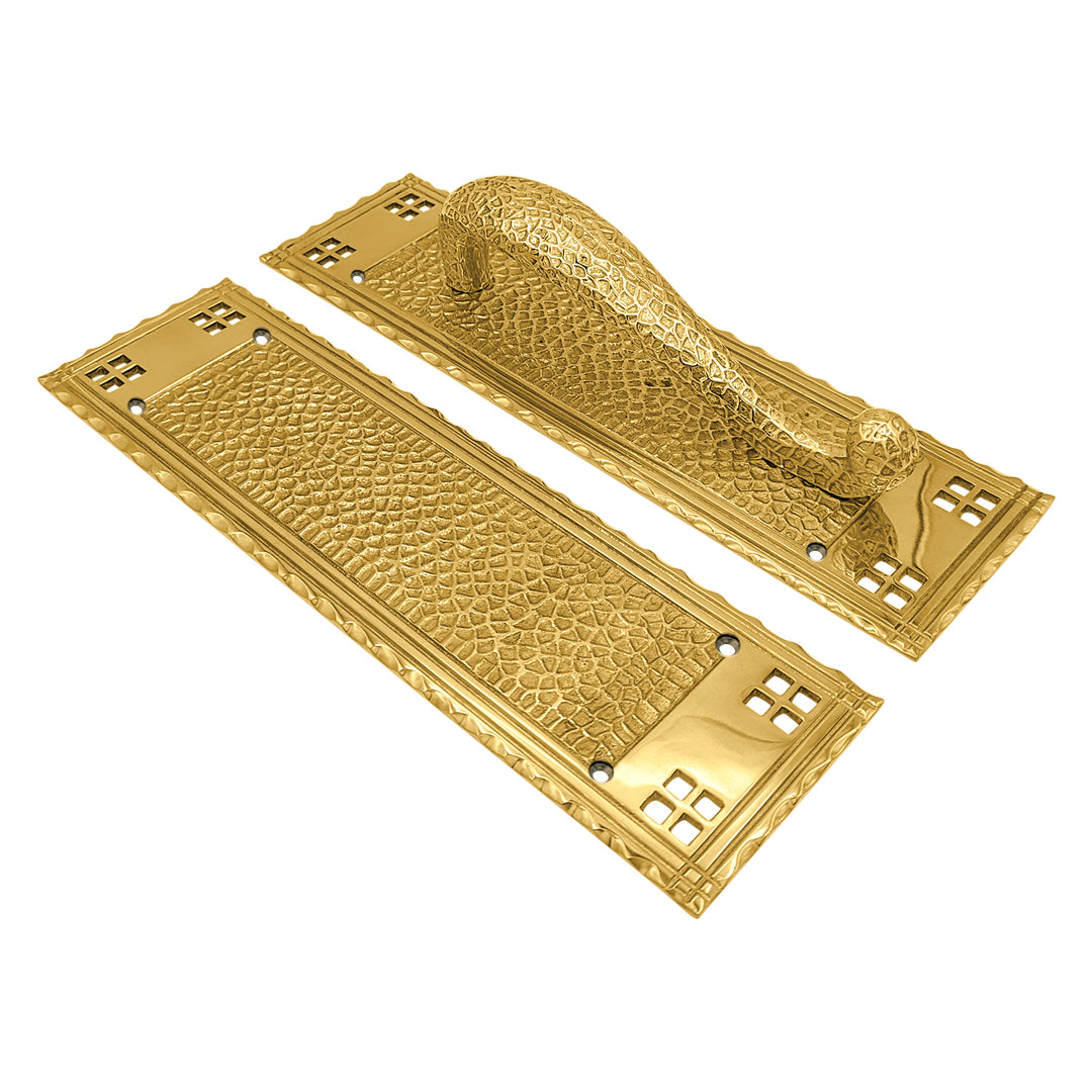 12 Inch Arts & Crafts Style Door Pull & Push Plate Set (Several Finishes Available)