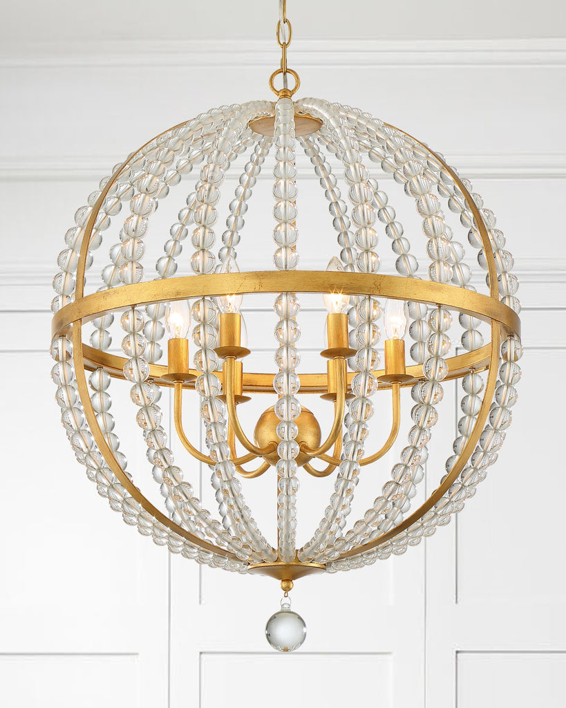 ##Antique Hardware## Roxy 6 Light Antique Gold Chandelier
