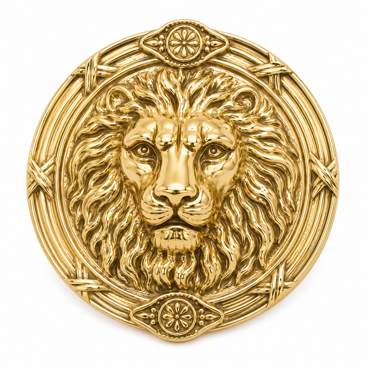 5 Inch Solid Brass Ribbon & Reed Lion Curtain Tie Back (Several Finishes Available)