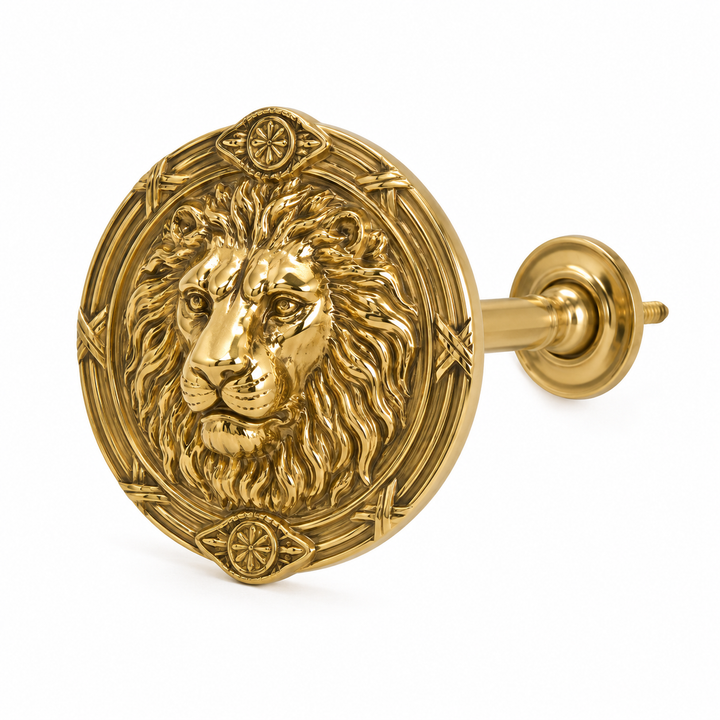 5 Inch Solid Brass Ribbon & Reed Lion Curtain Tie Back (Several Finishes Available)