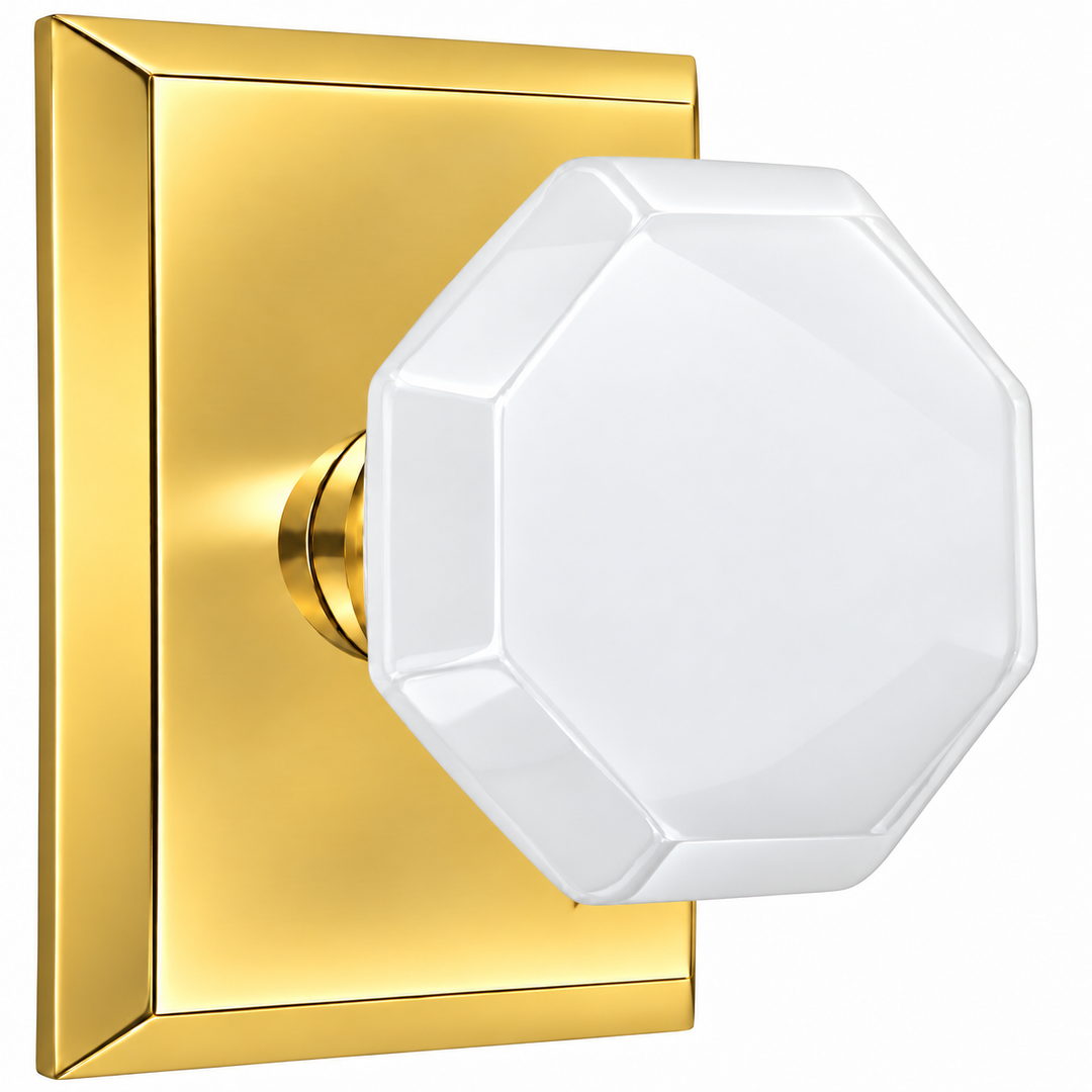 Magnifique® Rectangular Door Set with White Milk Glass Knobs (Several Finishes Available)