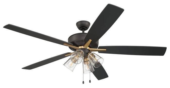 ##Antique Hardware## 60" Super Pro 104 in Flat Black/Satin Brass w/ Black Walnut/Flat Black Blades