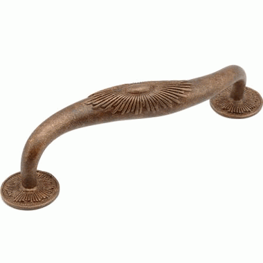 ##Antique Hardware## 1 1/8 Inch (5 Inch c-c) Sunburst Cabinet Pull