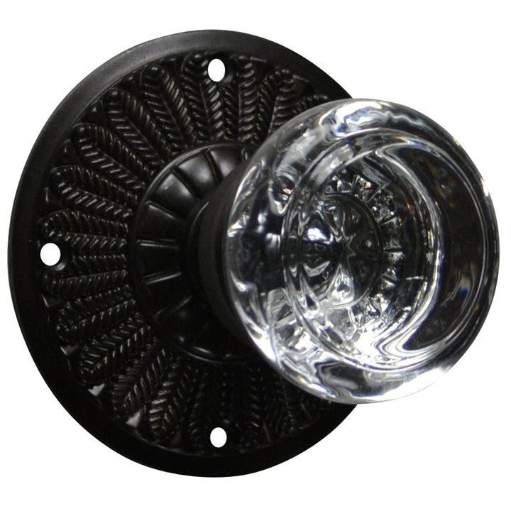##Antique Hardware## Feather Rosette Door Set with Round Crystal Door Knobs (Several Finishes Available)