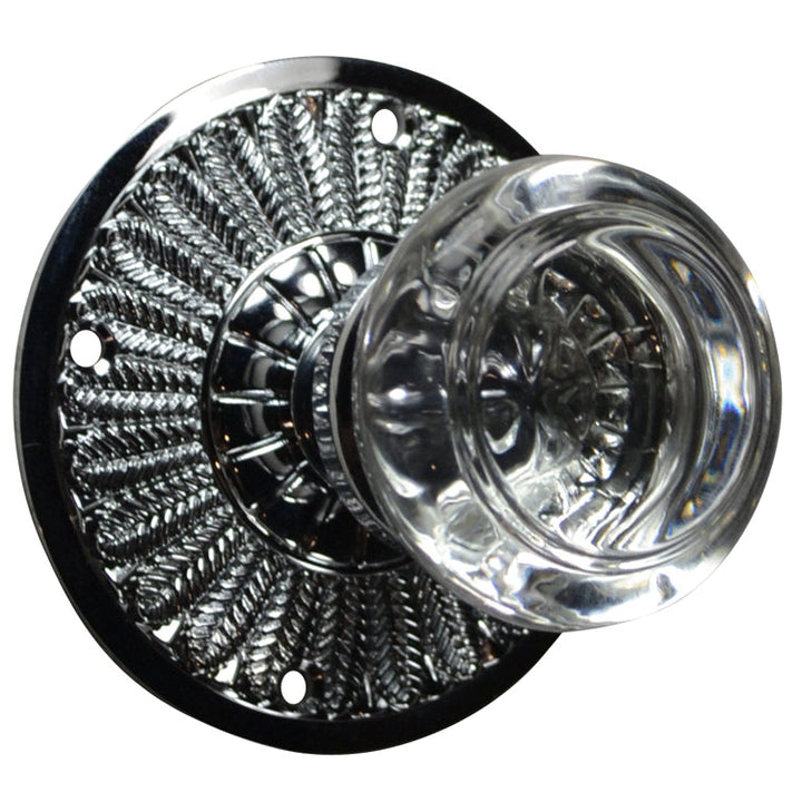 ##Antique Hardware## Feather Rosette Door Set with Round Crystal Door Knobs (Several Finishes Available)