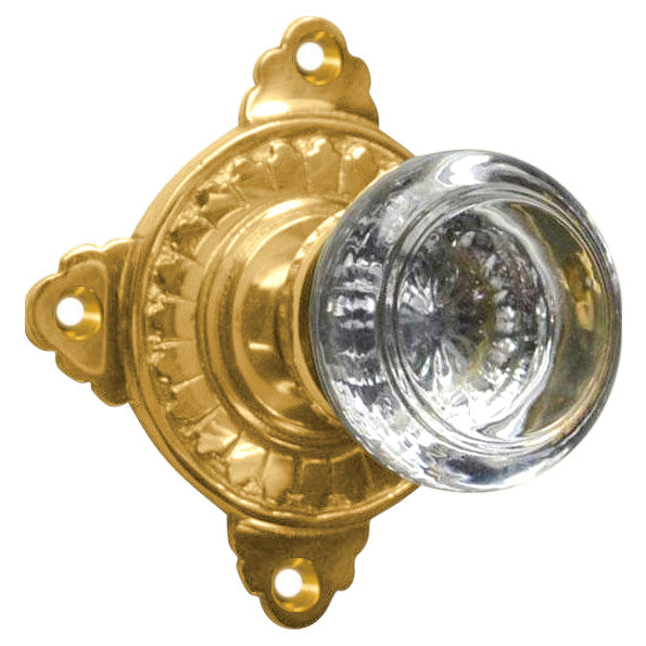 Art Deco Door Set with Round Crystal Door Knobs (Several Finishes Available)