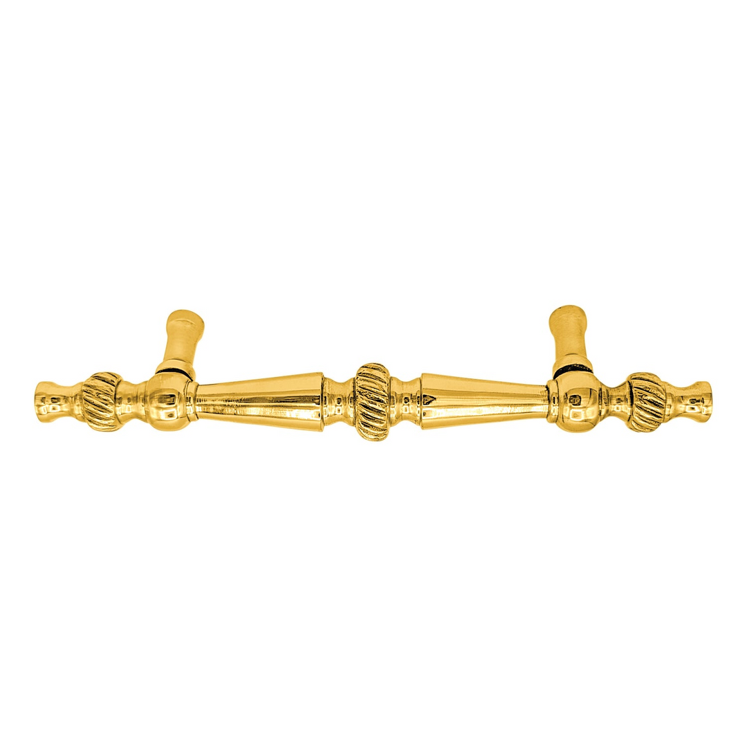 6 1/2 Inch Overall (4 Inch c-c) Solid Brass Georgian Pull (Several Finishes Available)