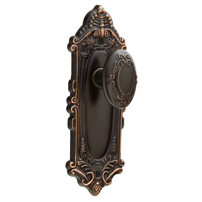##Antique Hardware## Emtek Solid Brass Victoria Knob with Victoria Style Plate