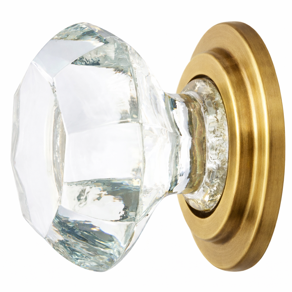 1 3/4 Inch Emtek Old Town Crystal Clear Glass Cabinet and Furniture Knob