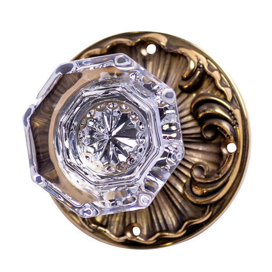 ##Antique Hardware## Romanesque Octagon Glass Door Knob