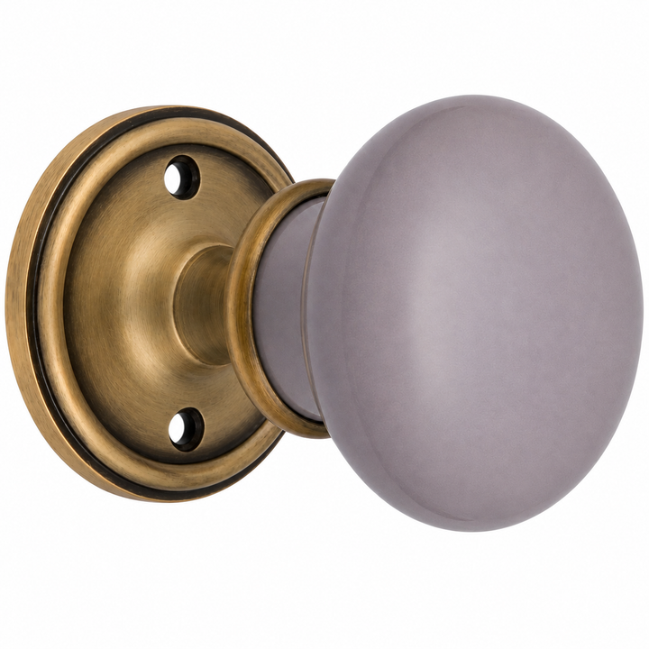 Traditional™ Rosette Door Set with Gray Porcelain Door Knobs (Several Finishes Available)