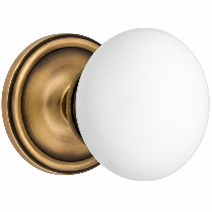 Traditional™ Rosette Door Set with White Porcelain Door Knobs (Several Finishes Available)