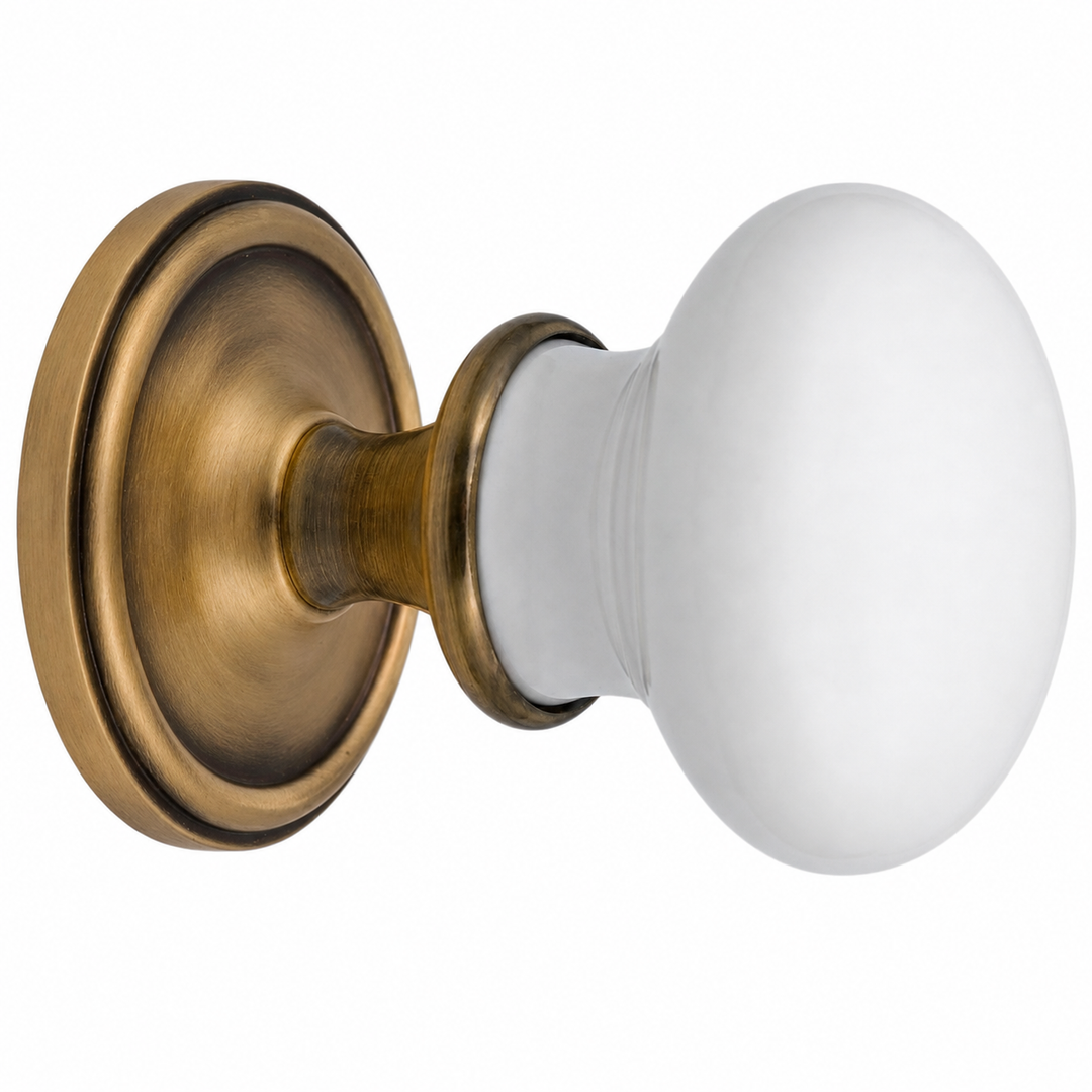 Traditional™ Rosette Door Set with White Porcelain Door Knobs (Several Finishes Available)