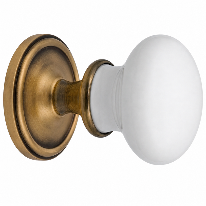 Traditional™ Rosette Door Set with White Porcelain Door Knobs (Several Finishes Available)