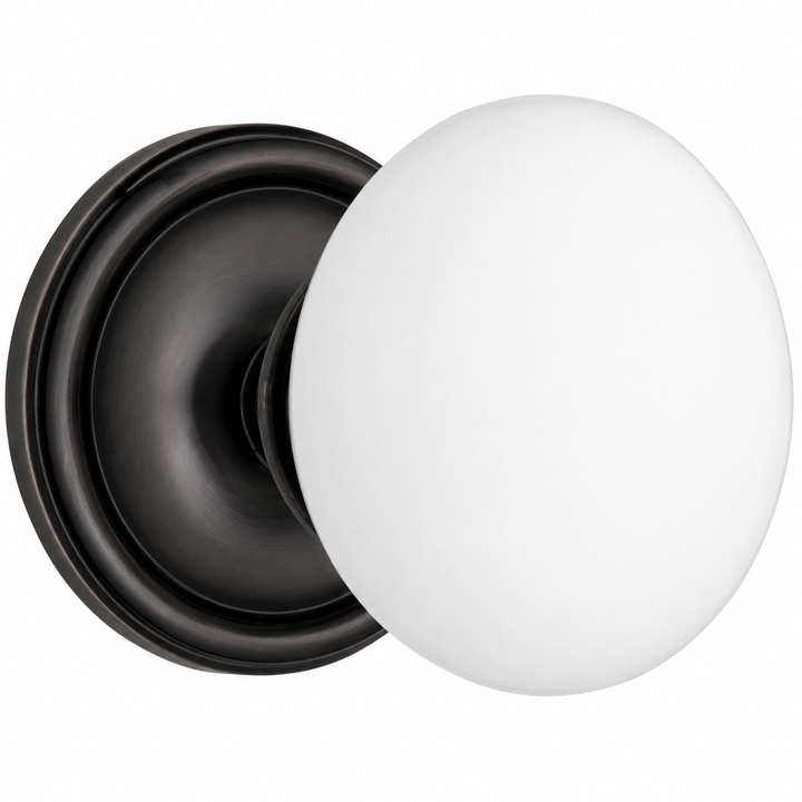 Traditional™ Rosette Door Set with White Porcelain Door Knobs (Several Finishes Available)