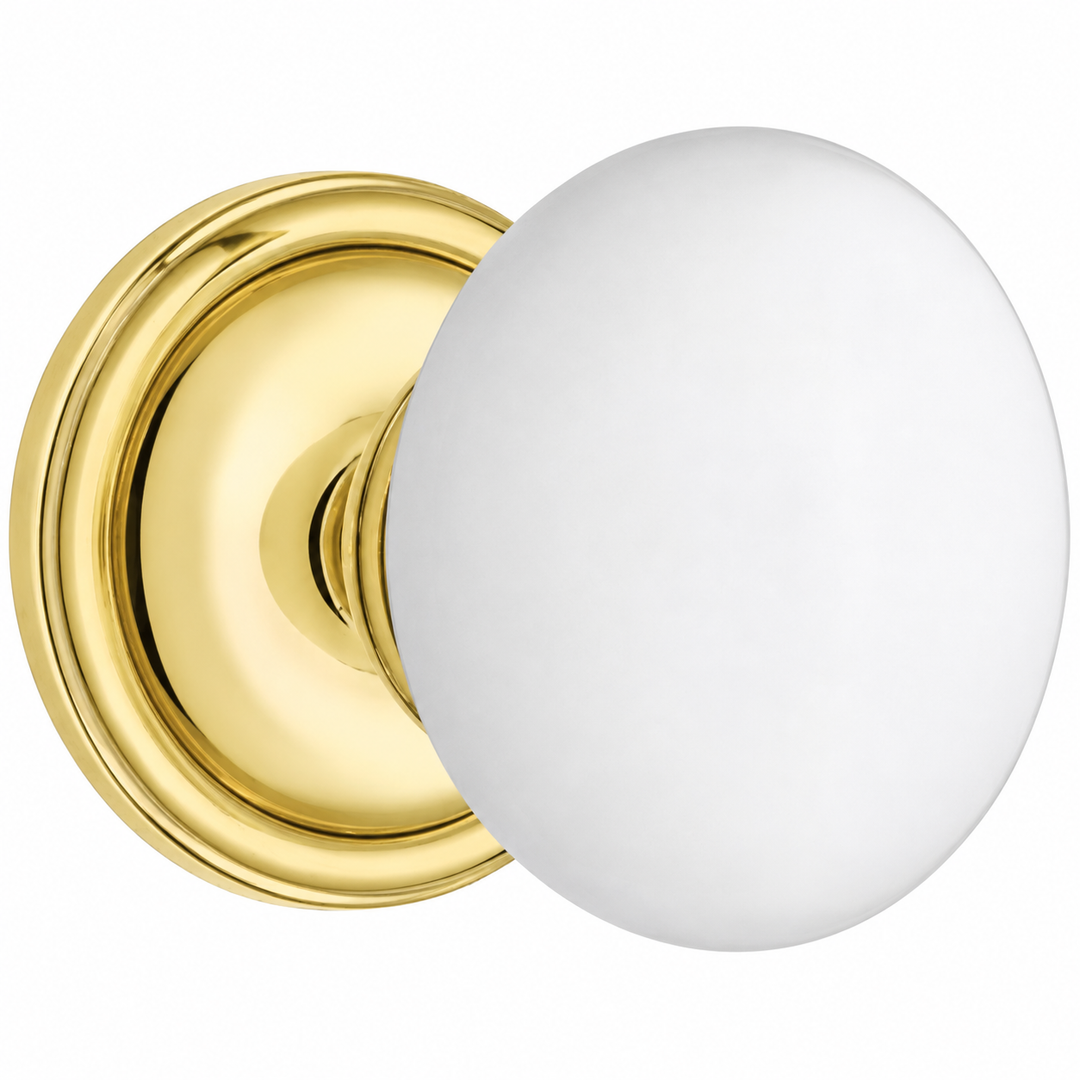 Traditional™ Rosette Door Set with White Porcelain Door Knobs (Several Finishes Available)