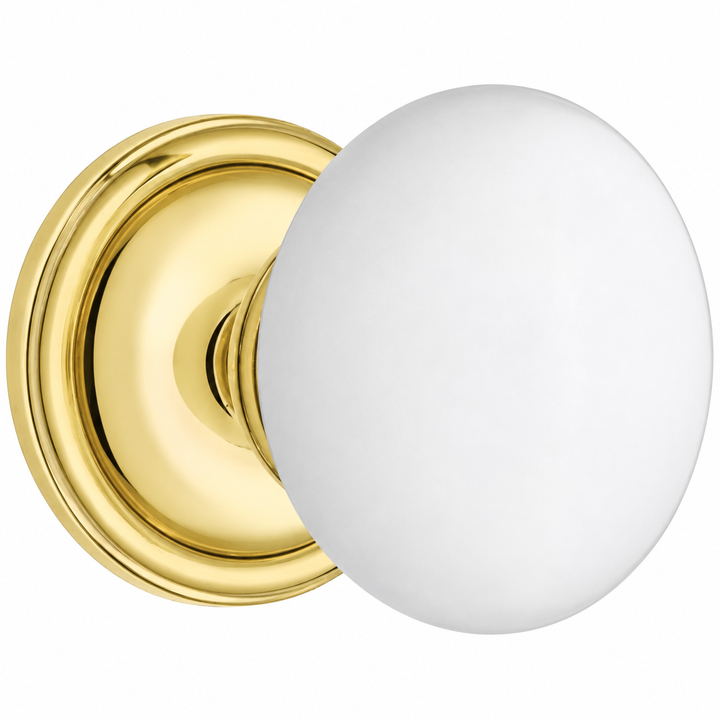 Traditional™ Rosette Door Set with White Porcelain Door Knobs (Several Finishes Available)