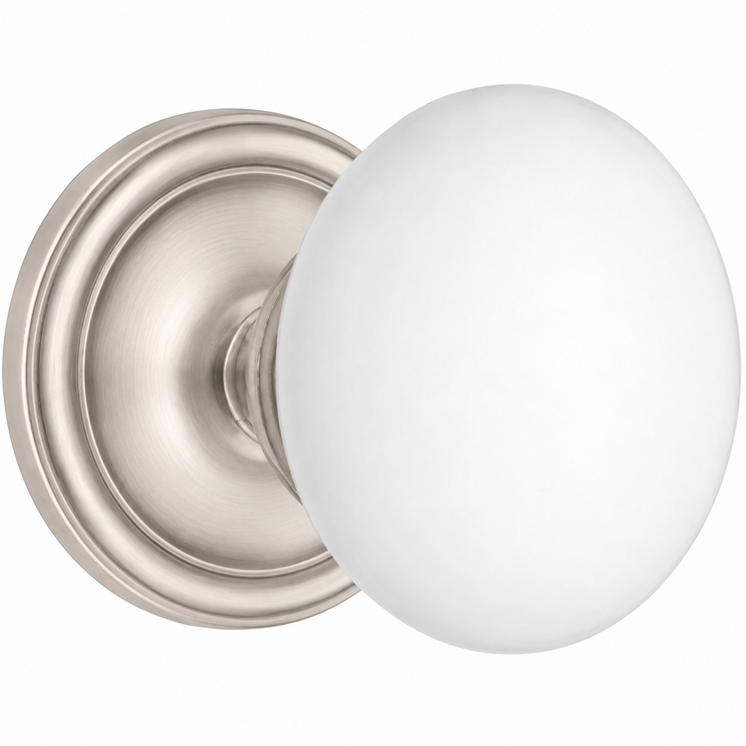 Traditional™ Rosette Door Set with White Porcelain Door Knobs (Several Finishes Available)